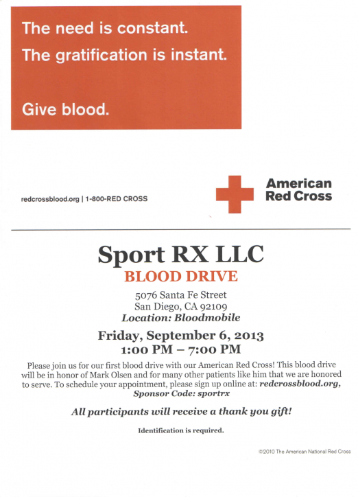SportRx Hosts Blood Drive Inspired By Oakley Rep Mark Olson